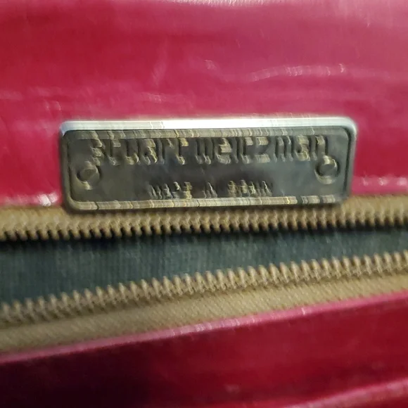 RARE Vintage Stuart Weitzman Leather Handbag Burgandy Floral Design - Picture 8 of 12